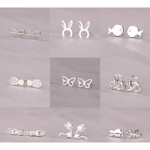 925 Sterling Silver Pin Cute animals, small and exquisite earrings,Earrings are fun New Year gift in 2021