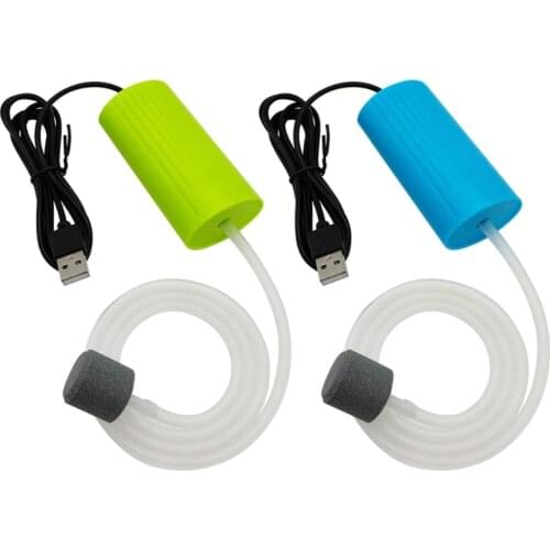 Aquarium Air Pump 5V Ultra-Quiet Fish Tank Bubbler Air Pump with Air Stone Mini USB Charging Oxygen Aerator Portable Drop Ship