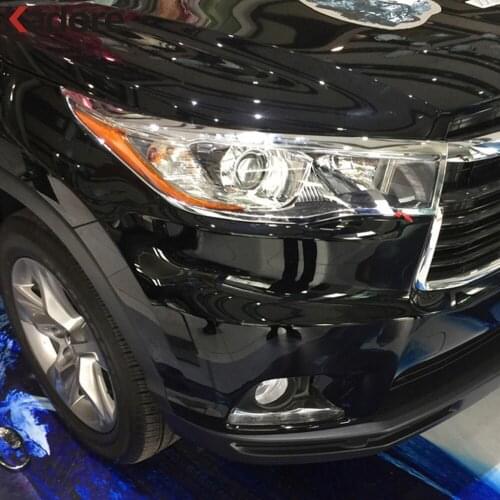 For Toyota Highlander 2014 2015 ABS Chrome Front Lamp Cover Headlight Trim Shells Auto Hoods Assemby Accessories