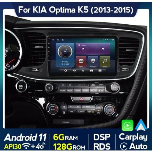 6G+128G Android 11 Carplay Auto Car Radio DVD Player For Kia Optima K5 2013 2014 2015 GPS Navigation 4G Lte WIFI BT5.0 Stereo FM