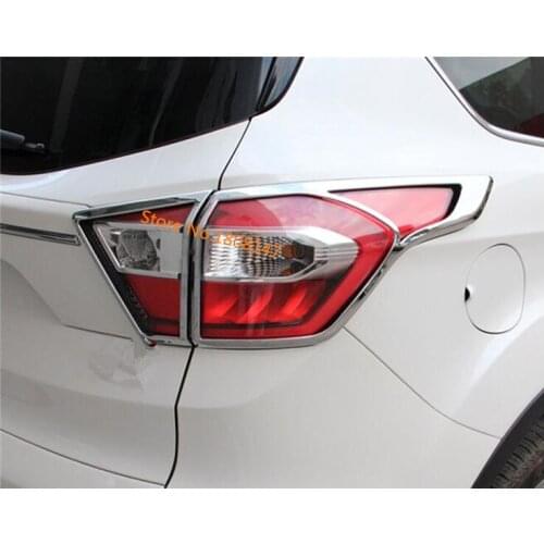 Car Rear Tail Back Light Lamp Detector Frame Stick Chrome ABS Cover Trim Switch 4pcs For Ford Kuga Escape 2017 2018 2019 2020
