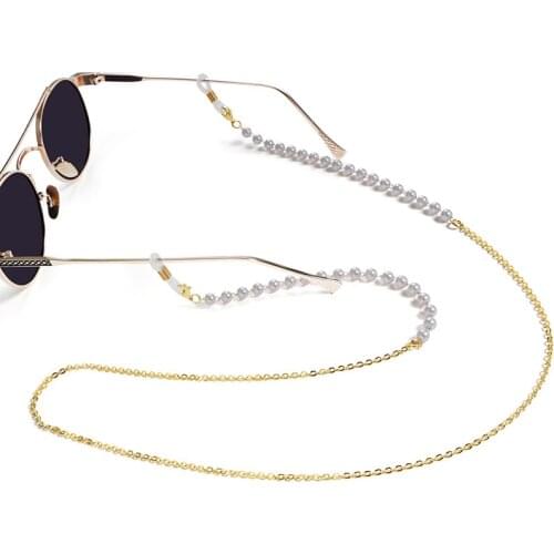 1PCS Mask Lanyards Chain Eyeglasses For Women Metal Sunglasses Fashion Imitation Pearl Chains Eyewear Cord Holder Neck Strap