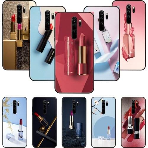 Phone Case For Xiaomi Redmi Note 8 8T 7 7A 9 9S 8A 4 5 Pro Black Cover Funda Luxury Back Silicone Etui Elegant Lipstick Girl