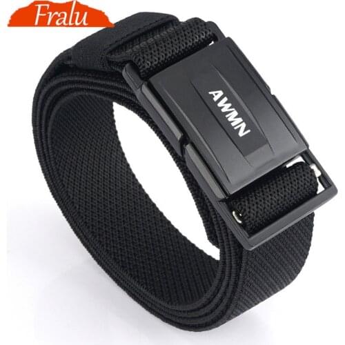 Elastic Men Belt For Jeans Pants Quick Release Metal Magnetic Buckle Casual Comfortable Male Belt High Quality Overalls Belts