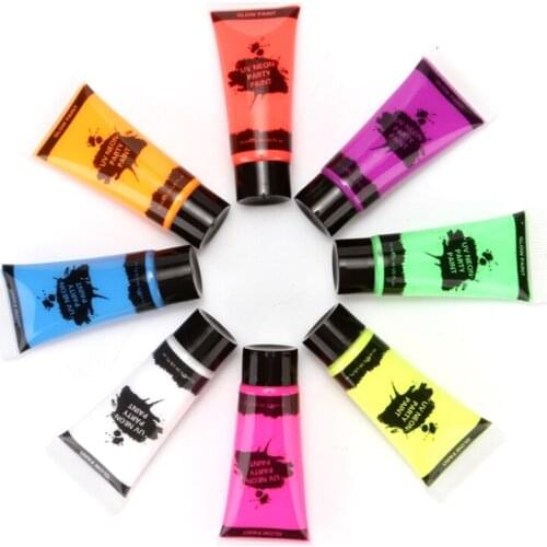 8 Colors Fluorescent Face Body Paint Painting Pigment Makeup Tool Tattoo Drawing 1XCB