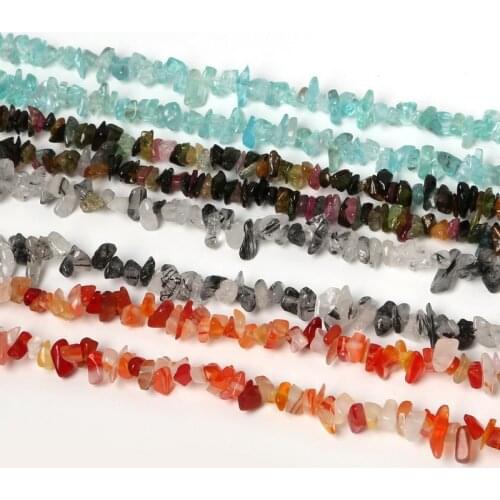HOT!! Natural Stone Chip Beads for Jewelry Making: Apatite Tourmaline Black Quartz Strand 34" Selectable Materials