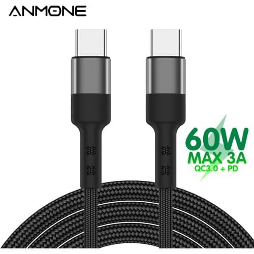 ANMONE USB Type C to USB Type C Cable PD Charger 60W USB C Cable For Xiaomi Redmi Quick Charge Cord For Laptop Power Tipo C Wire