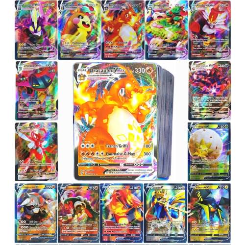 Pokemon French Shining Card Featuring 45 V50 VMAX 100 Gx 100 Tag Team 20 MEGA 80 EX Pokémon French Version Playing Game Toy Gift