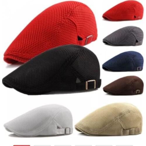 Visors Fashion Men Women Flat Cap Mesh Summer Golf Driving Sun Beret Hat Breathable French Style 7 Colors Casual Stylish Apparel