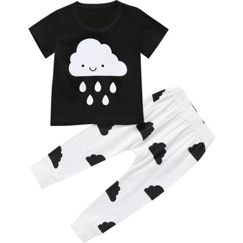 Children Baby Boys Clothes Sets Spring Cute Newborn Babys Sets T Shirts+Pants Leggings 2pcs Suits Cloud Rain Baby Girls Clothes