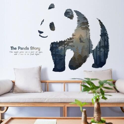 3D Creative Wall Stickers Dormitory Room Decoration Panda Poster Wallpaper Self Adhesive Bedroom Animal Furniture Decal