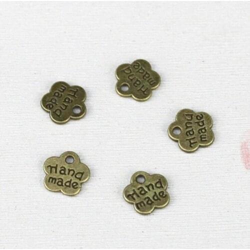 Fashion Antique silver /Bronze Hand Made Plum Blossom Tag Charms DIY Jewelry Findings 8.5 mm 100 pieces