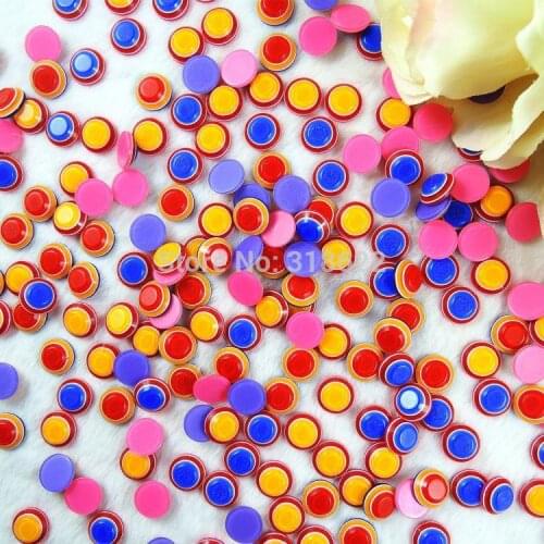 Wholesale 3 colors Mixed 11mm Round Flat Back Beads Acrylic Resin Half Scrapbook Craft 200pcs/lot H-70