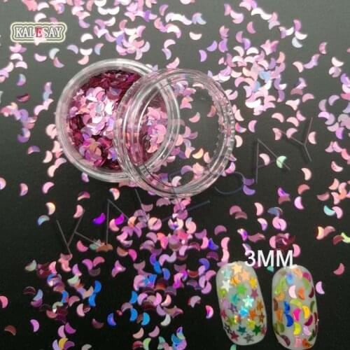 3mm Nail Sequins Moon Paillettes Sewing Craft DIY Laser Rose Purple Moon Stars Nail Supplies Sequin for Nails Decoration