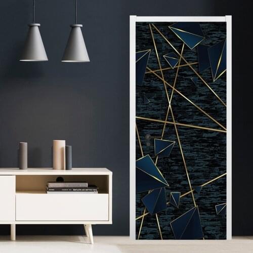 PVC Self-Adhesive Waterproof Door Sticker Modern Abstract Line Mural Wallpaper Living Room Study Home Decor 3D Art Door Poster