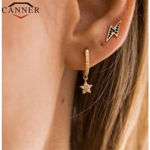 925 Sterling Silver Stud Earrings for Women Simple CZ Zirocn lightning Earrings Female Fashion Minimalist Jewelry