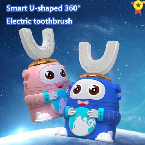 360 Degrees XaoMi U type Smart Electric Toothbrush Kids Silicon Automatic Ultrasonic Teeth Tooth Brush Cartoon Pattern Children