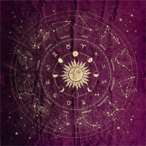 12 Constellations Tarot Card Tablecloth Velvet Divination Altar Cloth Board Game Fortune Astrology Oracle Card Pad