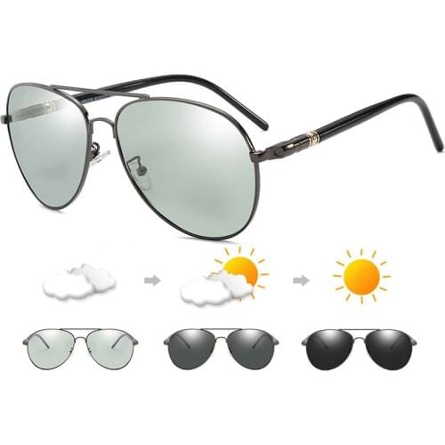 2020 Photochromic Sunglasses Men Polarized Driving Chameleon Sun Glasses Change Color Mens Sun glasses Brand Designer