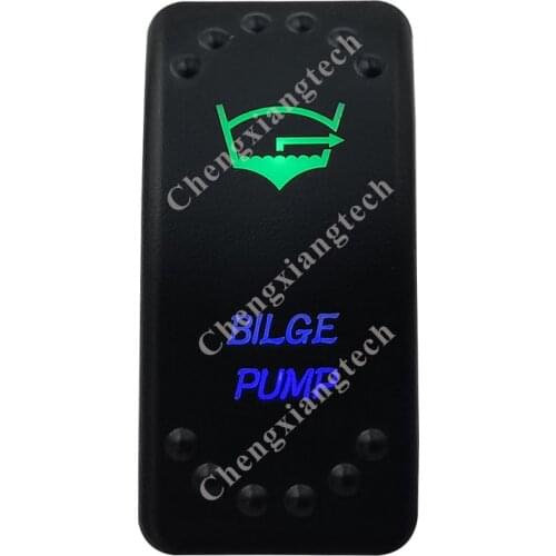 Bilge Pump Up Green & Down Blue Led Light Rocker Push Switch 5Pins SPST ON/OFF 12V 24V For Marine Boat Car Waterproof