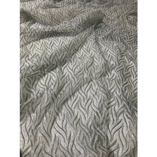 On sale ZH-92917 glitter mesh material for evening dress 5 yards special glued glitter lace fabric