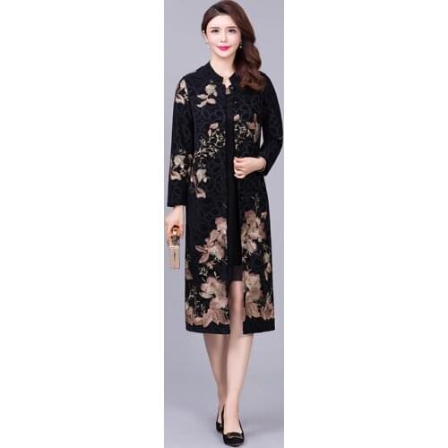 Chinese Style Windbreaker Womens Long Sleeve Spring Autumn Single Breaker Ladies Coat Floral Embroidery Outerwear Female