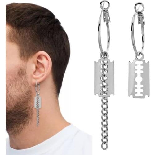 1 Pair Alloy Dropping Earrings Harajuku Punk Cool Chain Ear Pendant Dangle for Women Men Jewelry