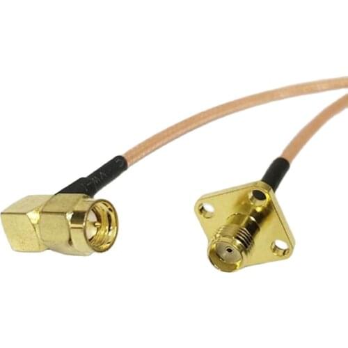 1pc New SMA Male Right Angle To SMA Female Jack 4-hole Panel Mount RG316 Cable Adapter 15CM 6" for WIFI router