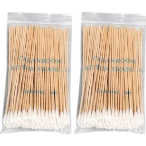 100/200Pcs 6 Inch Long Wooden Handle Cotton Swabs Cleaning Sticks Applicator 667D