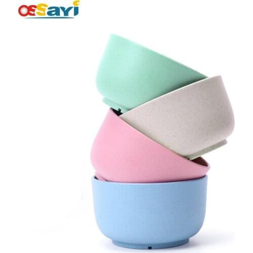 4pcs/set Kids Bowl Wheat Straw Cereal Breakfast Bowl Health Dinnerware For Kids