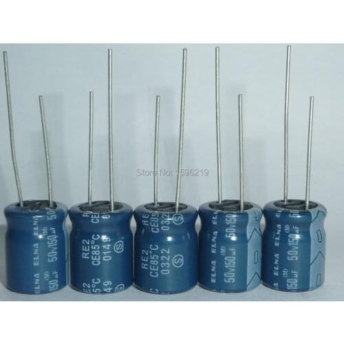 50pcs 150uF 50V ELNA RE2 Series 10x12.5mm 50V150uF Audio capacitor