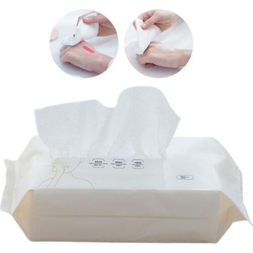 80pcs/pack Disposable Cotton Face Tissue Towel Wipes Makeup Remover Facial Cleansing Washcloth Pearl Home Travel Wet Dry Q0KD