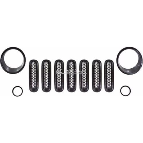 Car Styling ABS Front Center Mesh Grills For Jeep Wrangler 2007-2015