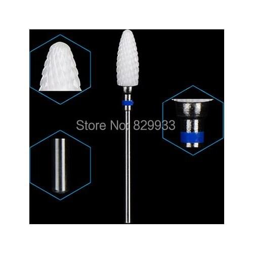 Free Shipping Nail Drill Bit White Medium Bullet Nail Zirconia Ceramic Drill Bit For Electric Manicure Machine Accessories tools