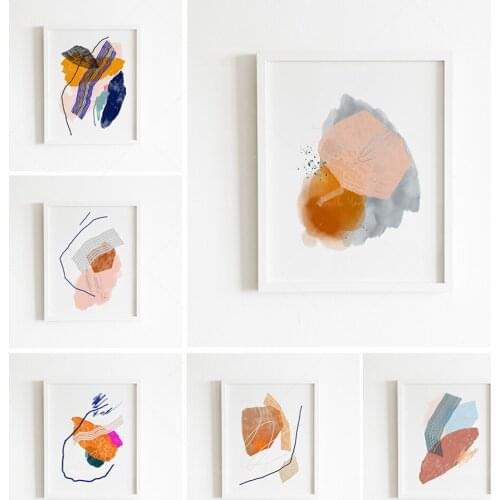 Colorful abstract wall art print ready, modern expressionism art printable, high resolution wall art, orange and bright pink art