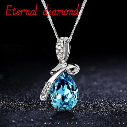 Hot Sale Vogue Crystal Pendants Necklace Jewellery Women Fashion Wedding Party Jewelry For Ladies Girl Gifts Collier Femme #WT