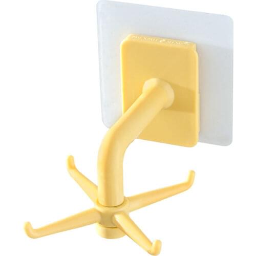 360 Degrees Rotated Storage Hooks Kitchen Self Adhesive 6 Hooks Home Wall Door Handbag Clothes Bag Hanging Racks