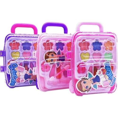 HOT! Childrens Cosmetics Princess Makeup Box Trolley Case Shape Eye Shadow Lipstick Safe Nontoxic Girl Birthday Christmas Gifts