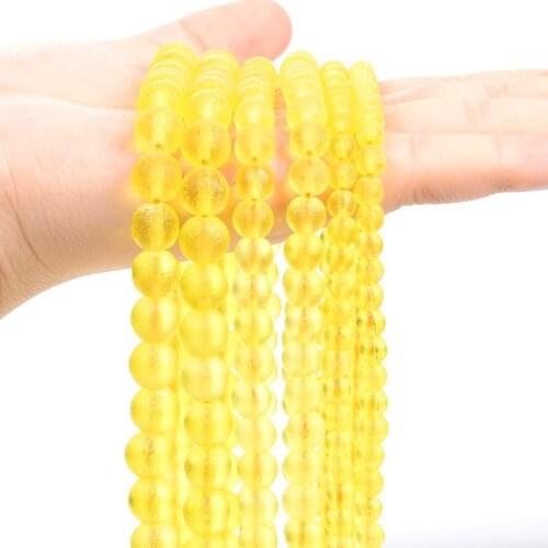 Frosted Yellow Czech Meteorite Energy Crystal Natural Stone Beads Round Loose Spacer Beads for Jewelry Making DIY Accessories