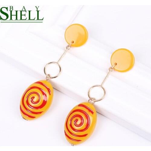 Shell Bay Fashion Jewelry Earrings Dangle Earrings Women Boho Long Earrings Geometric Resin Earrings punk aretes de mujer Orange