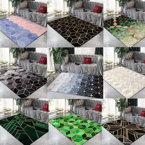 Fashionable modern Mandala Carpet 3D Nordic Mat heavy metal geometric golden line Rugs Living Room Doormat bedroom Sofa Carpets