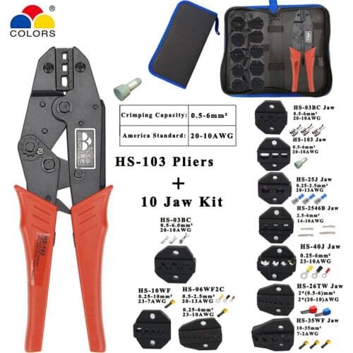 Pliers tool HS-103 AWG20-10 length 230mm 1(0.5-1.75),2(1-3),5(2.5-6)mm2 crimping cap (for insulated closed terminals only)