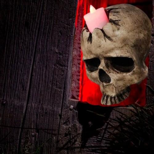 Resin Skull Candlestick Wall Mounted Halloween Decor Candle Stand Desktop Ornaments Horror Prop Candle Holder For Home Decor