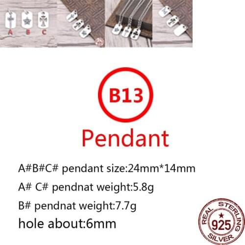 B13 925 sterling silver pendant retro personality punk hip-hop style cross five-pointed star shaped jewelry gift for friends