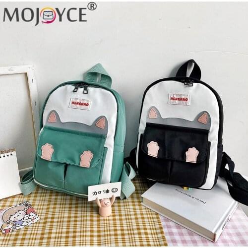 Casual Students Small Handbags Knapsack Fashion Children Travel Cute Cat Hit Color Handbags Knapsack Backpack School Bag