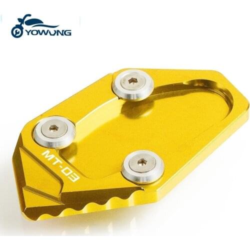 With LOGO MT-03 Motorcycle Kickstand Side Stands Enlarger For Yamaha MT03 MT 03 2015 2016 2017 2018 2019 Stand Extension Plate