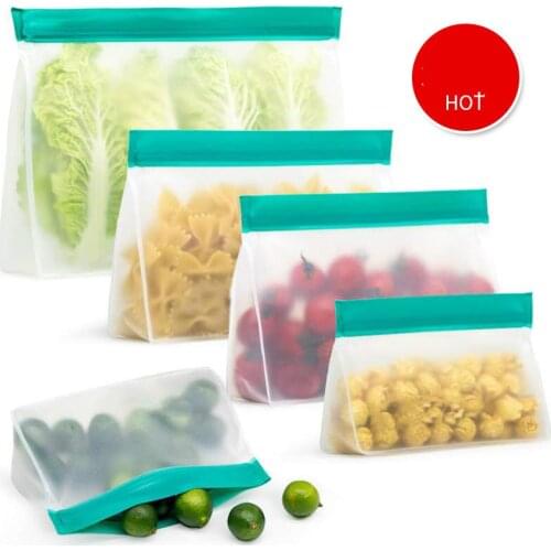 9pcs Food storage Silicone Bag Reusable Fresh-keeping Bag Fruit And Vegetable Sealed Bag Leak-proof Food Storage Ziplock Bag