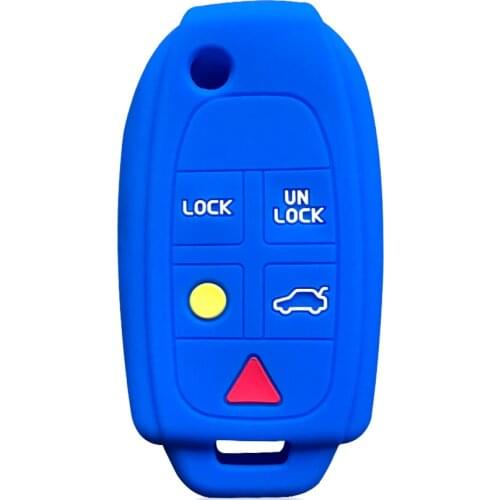 Silicone Rubber Car Key Case Cover for Volvo XC90 S60 V70 XC70 V50 S40 S80 5 Buttons Floding Key Cover Shell Case Keychain Skin