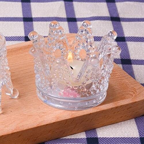 Cute Crystal Glass Candlestick Crown Cigarette Ashtray Candle Holder for Home Car A1
