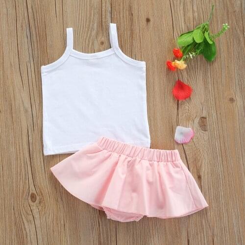 Tops Shorts Solid Color Suit, Off Shoulder Sleeveless Shirt Elastic Waist Summer Loose Pants Summer Baby Girl Clothes